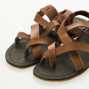Leather Cross-Strap Sandals