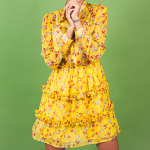 Yellow Floral Wrap Dress